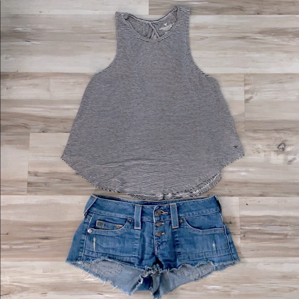 ❤️ American Eagle Stripe Open Back Tank Top